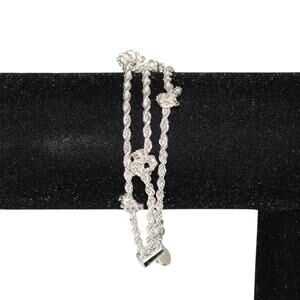 Cute Silver Tone 3 Layer Bracelet